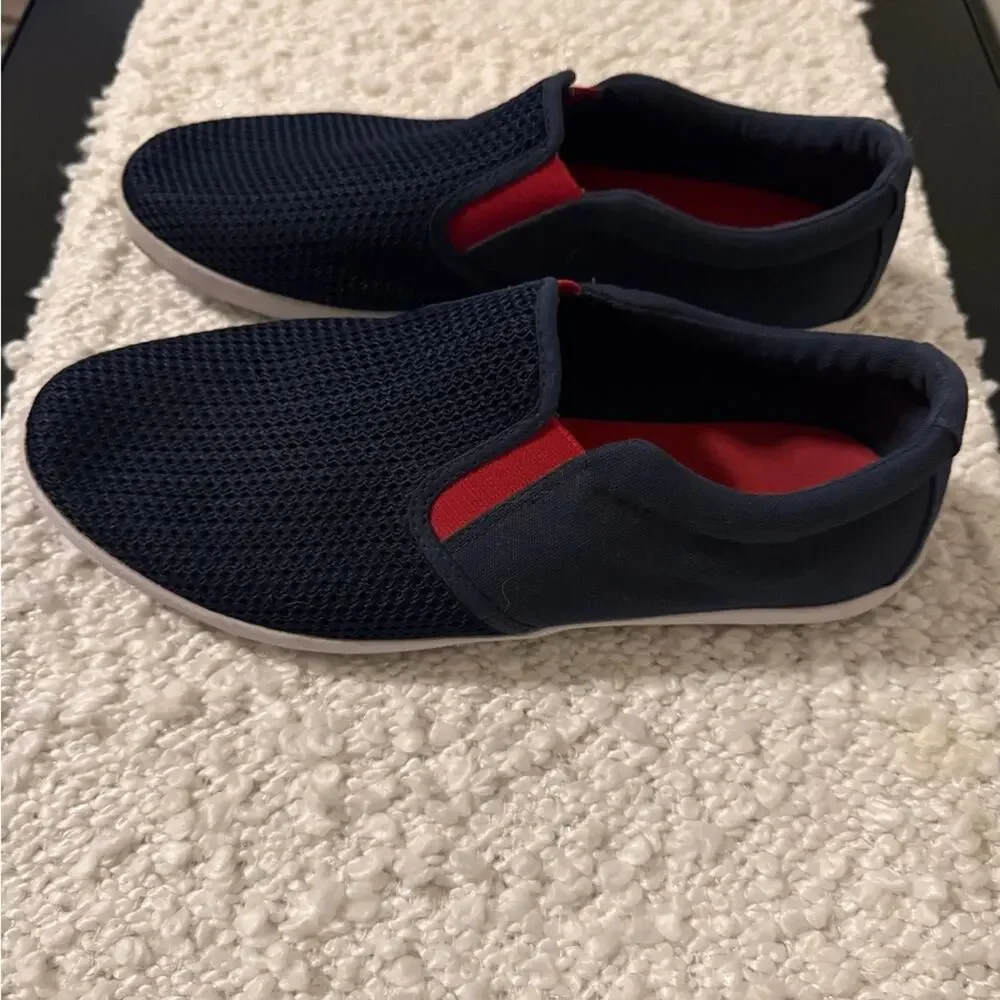 Tommy Bahama Men's Navy and Red Slip-On Canvas Loafers